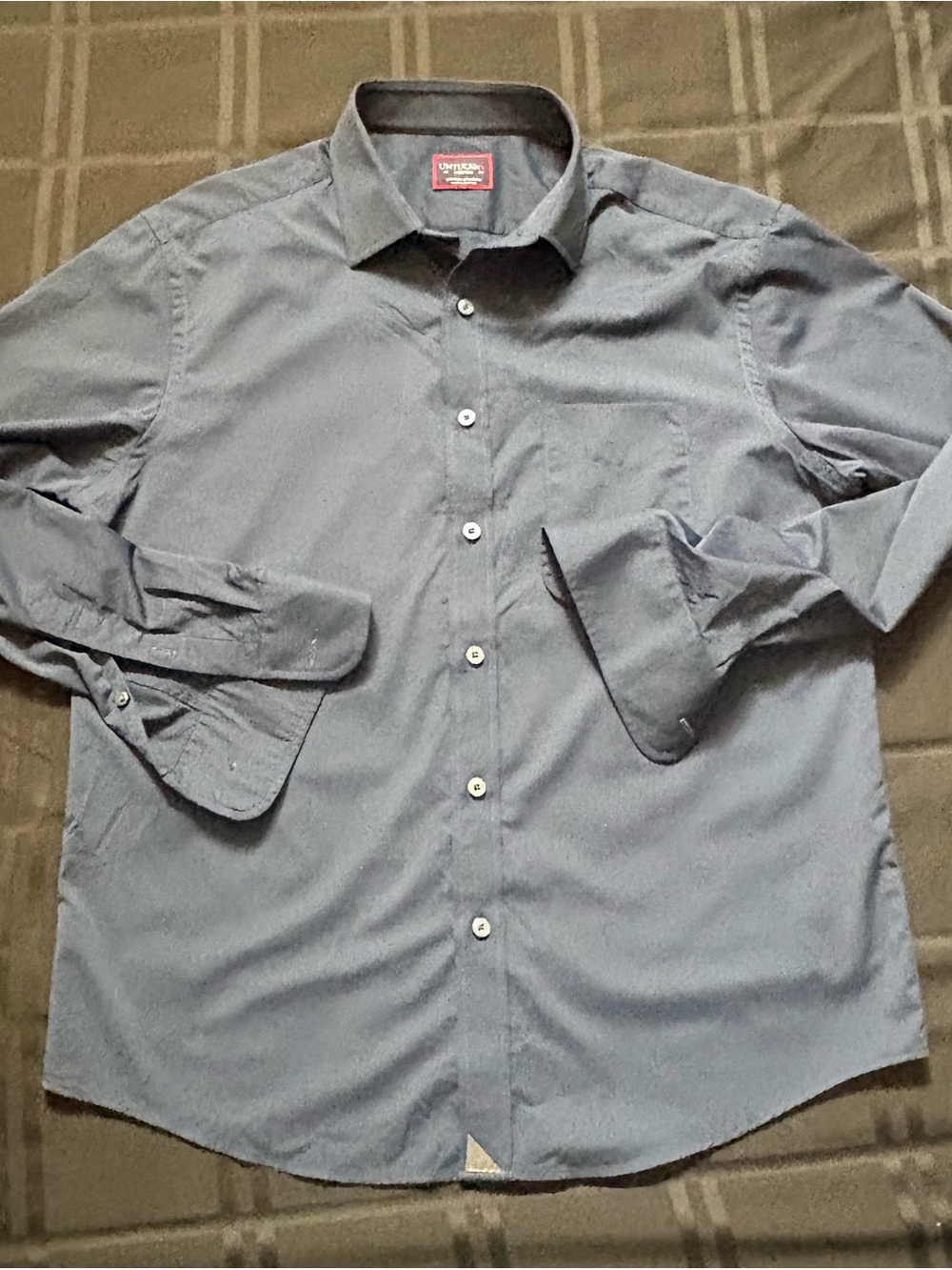 UNTUCKit Mens Medium Navy Performance Long Sleeve Button Down Shirt